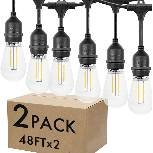 Replaceable ETL Listed Lightdot 96 FT Hanging Lights for Cafe Bistro Gazebo Garden Backyard Outdoor Dimmable Linkable Heavy Duty Led Light String with 30+2 2W Shatterproof LED Bulbs 2x48FT Replaceable ETL Listed Lightdot 96 FT Hanging Lights for Cafe Bistro Gazebo Garden Backyard Outdoor Dimmable Linkable Heavy Duty Led Light String with 30+2 2W Shatterproof LED Bulbs 2x48FT